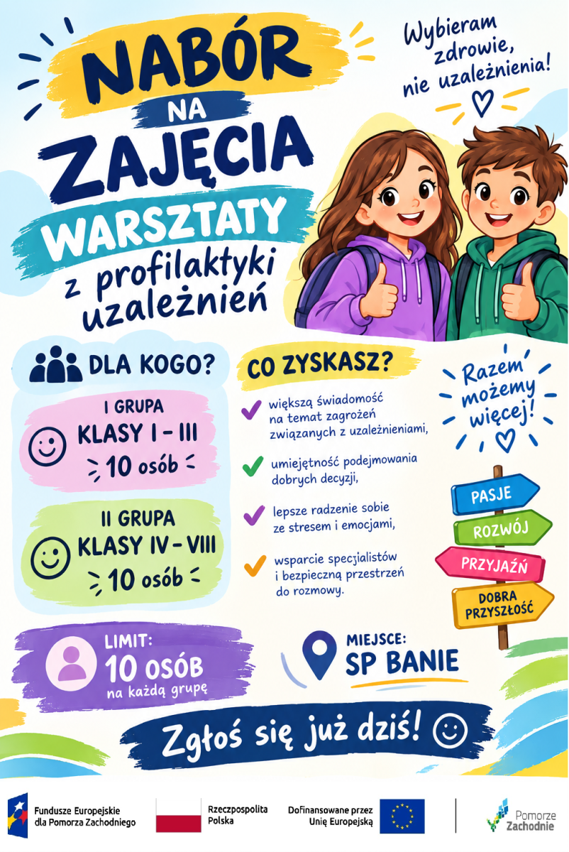 Zdjęcie: Rozpoczyna się realizacja zajęć i działań rozwojowych w ramach projektu „Nowoczesne szkoły podstawowe – rozwój edukacyjny Gminy Banie”
